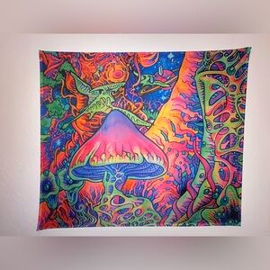 Vibrant Psychedelic Mushroom Tapestry